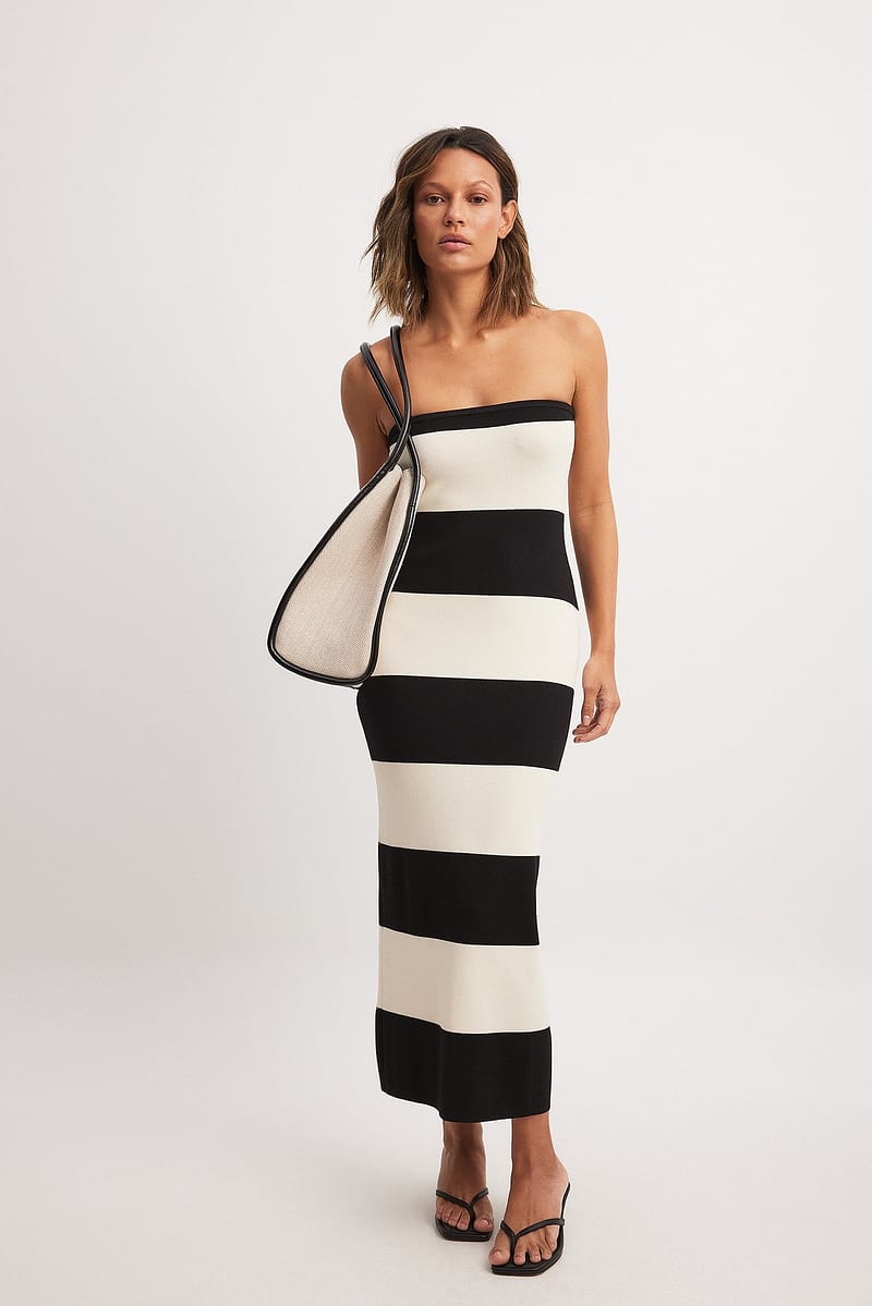 Striped Knitted Midi Tube Dress - Stripe