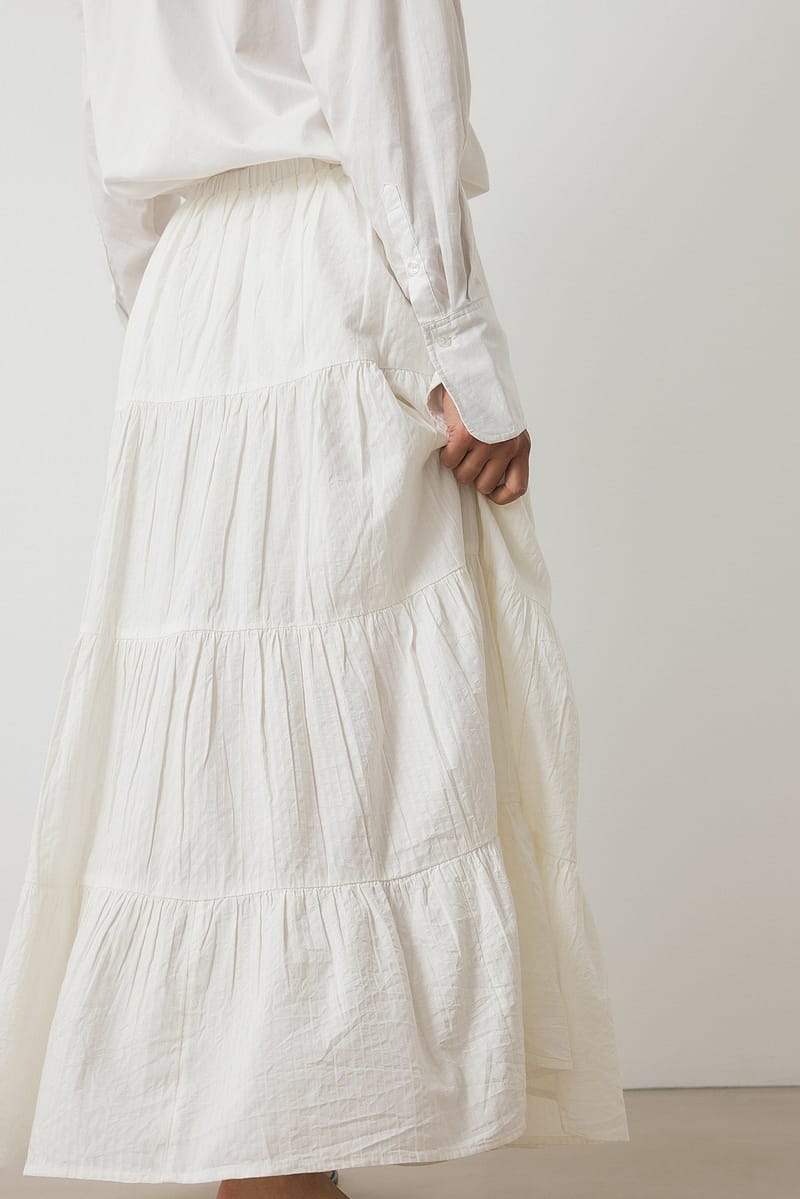 Cotton A-line Maxi Skirt - White