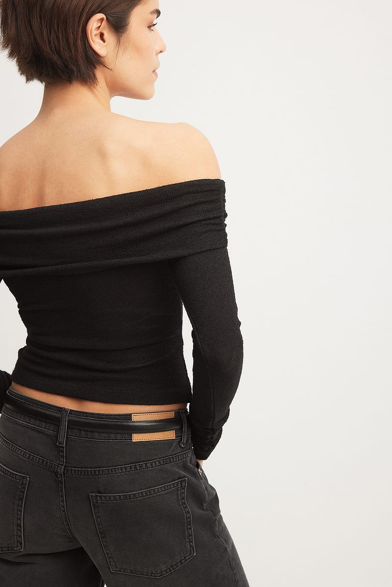 Off Shoulder Jersey Top - Black