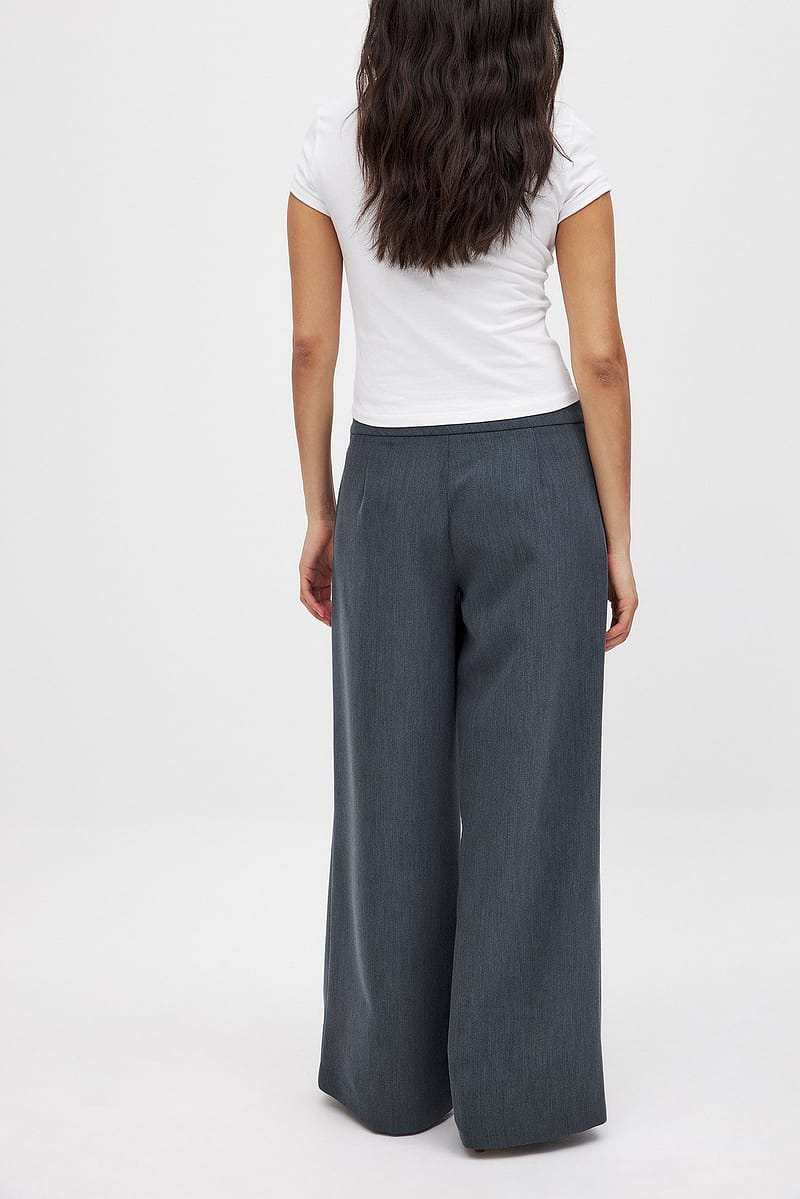 Elastic Cotton Detailed Suit Pants - Grey