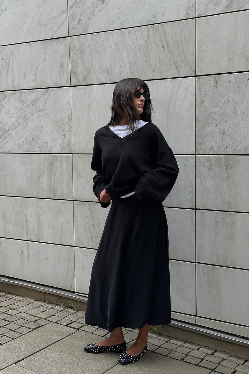 Oversized V-Neck Knitted Sweater