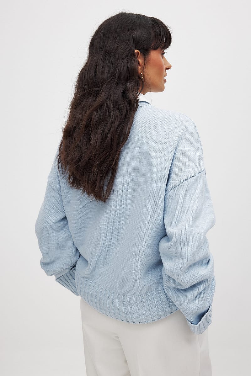 Folded Sleeve Knitted Sweater