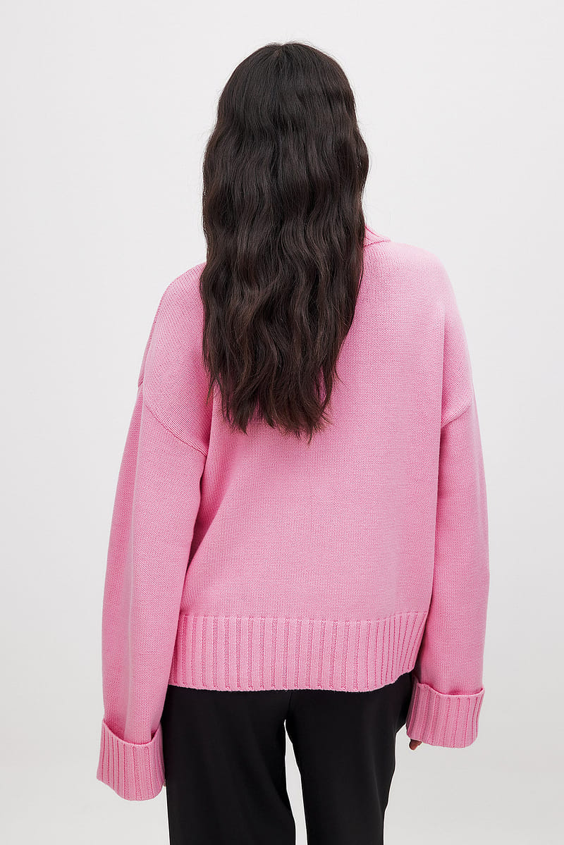 Folded Sleeve Knitted Sweater