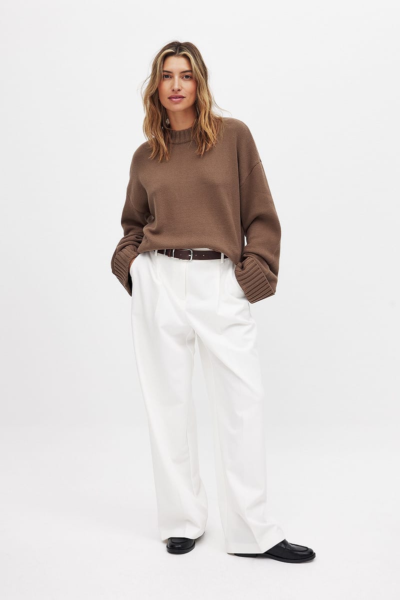 Folded Sleeve Knitted Sweater