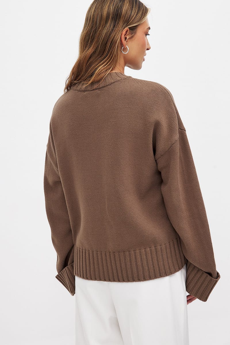 Folded Sleeve Knitted Sweater