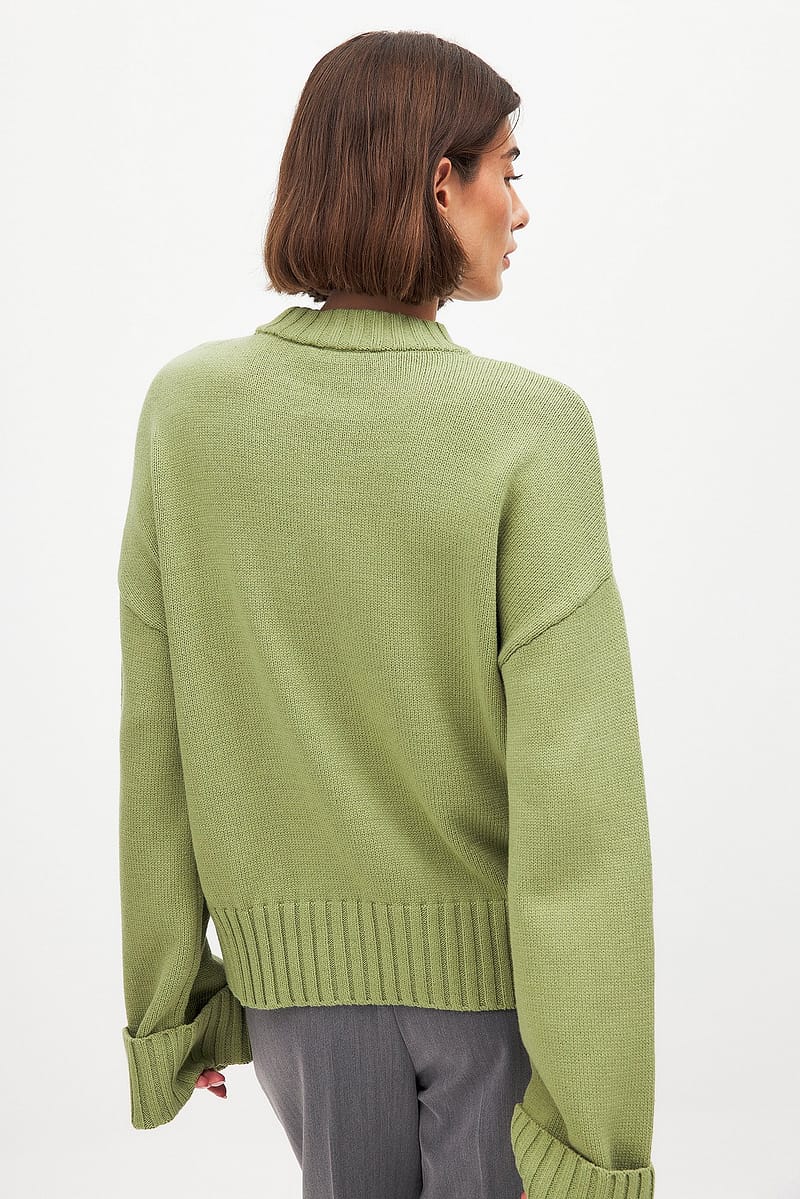 Folded Sleeve Knitted Sweater