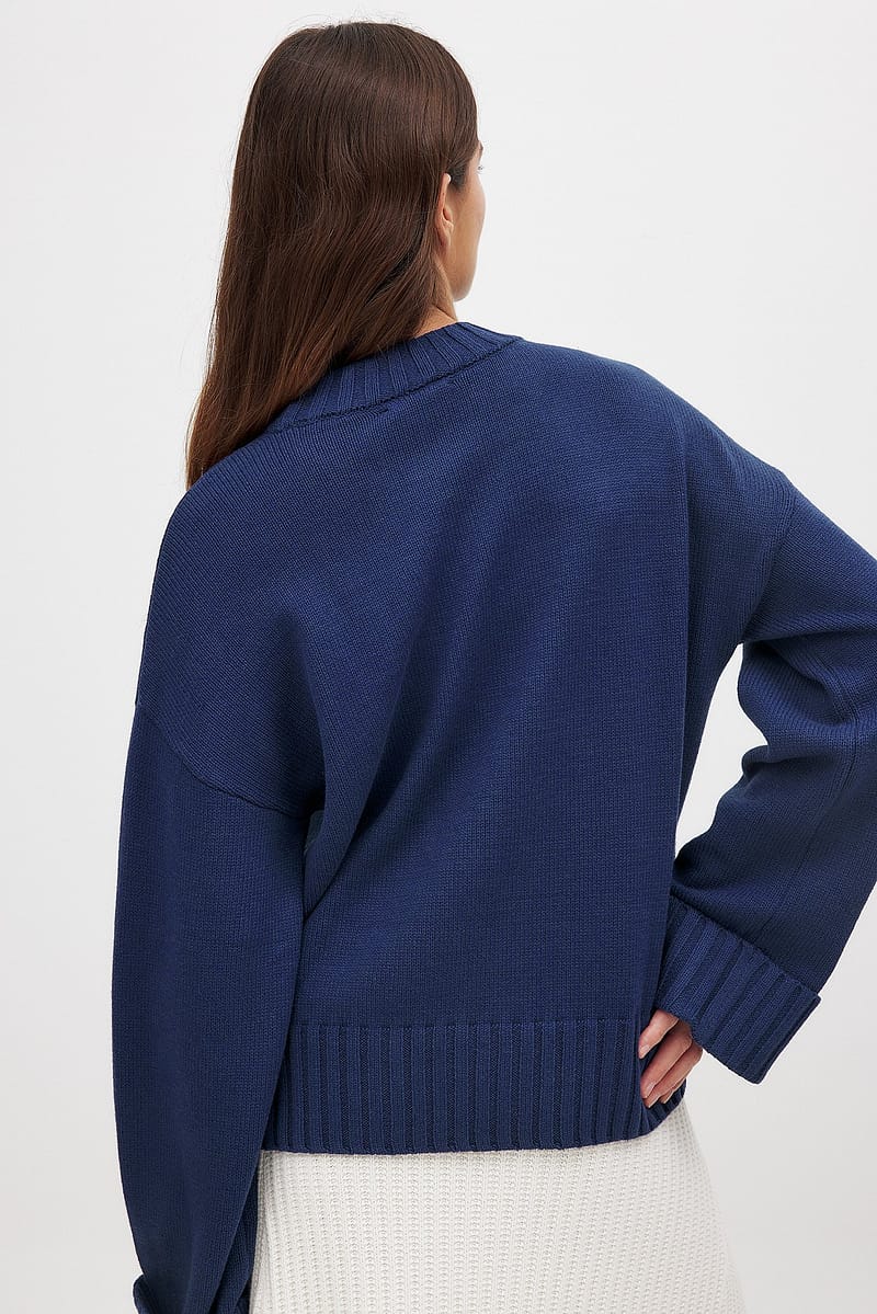 Folded Sleeve Knitted Sweater