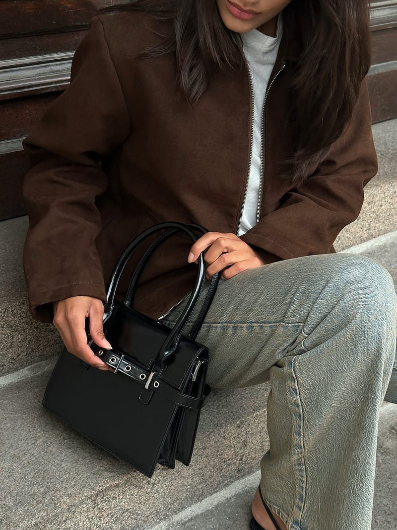 Buckle Strap Top Handle Bag