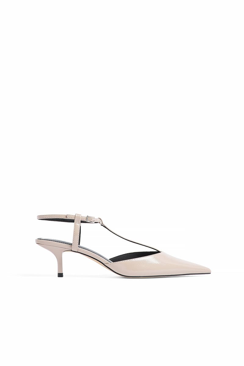 Low T-Bar Pumps - Light Beige