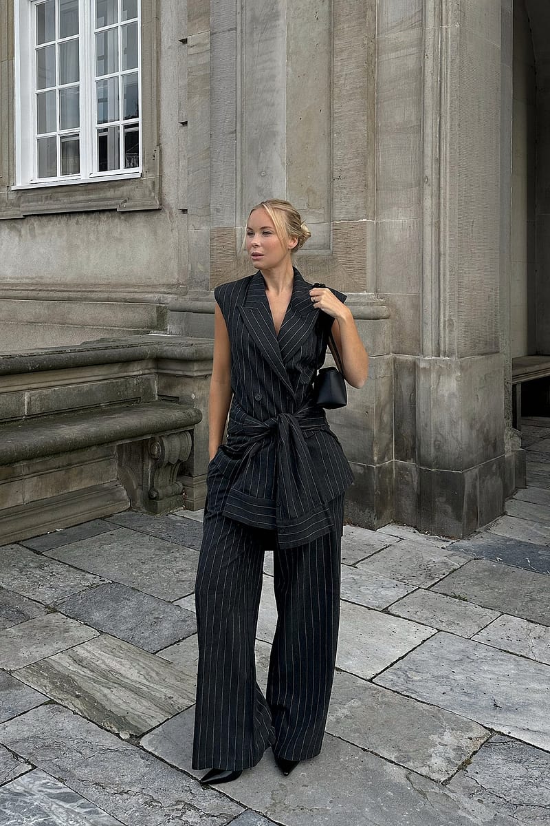 Elastic Waist Wide Trousers - Dark Grey
