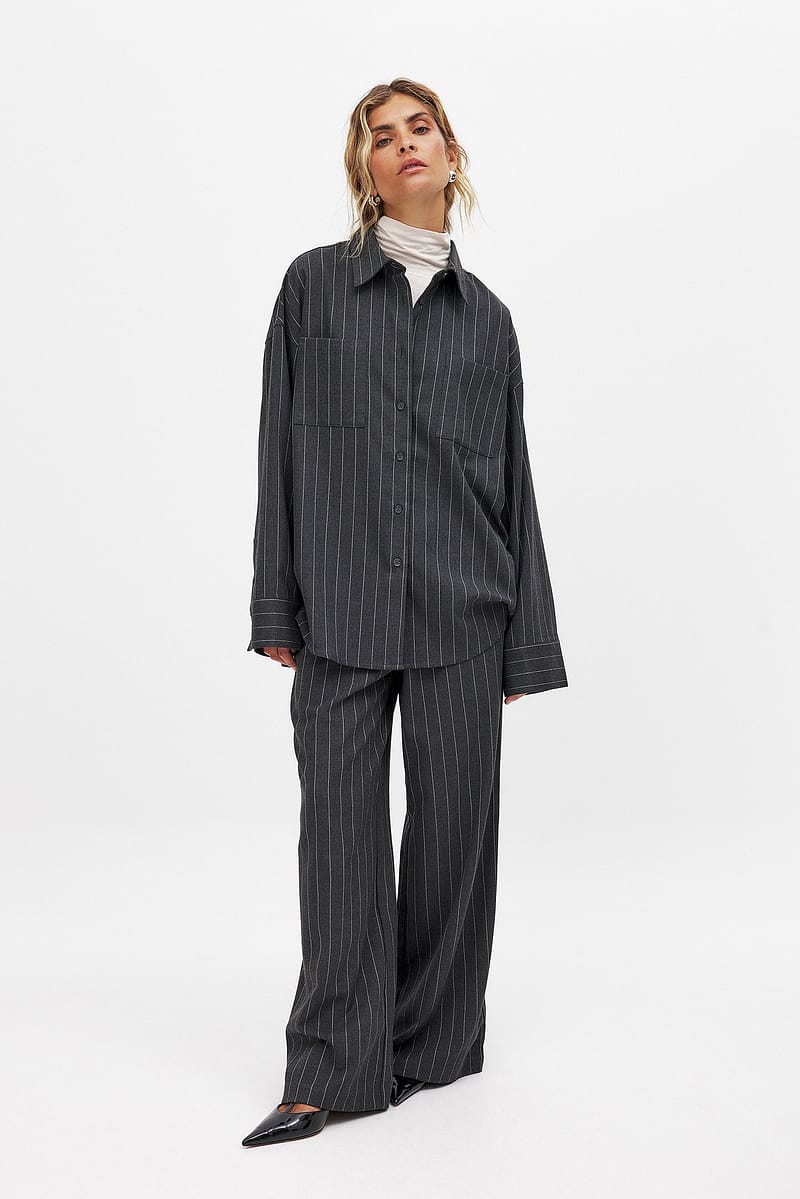 Elastic Waist Wide Trousers - Dark Grey