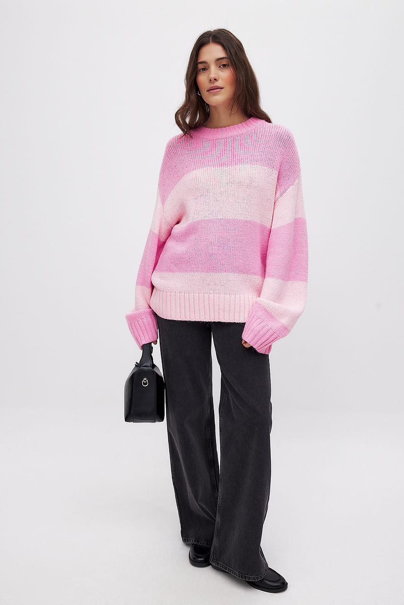 Round Neck Knitted Striped Sweater