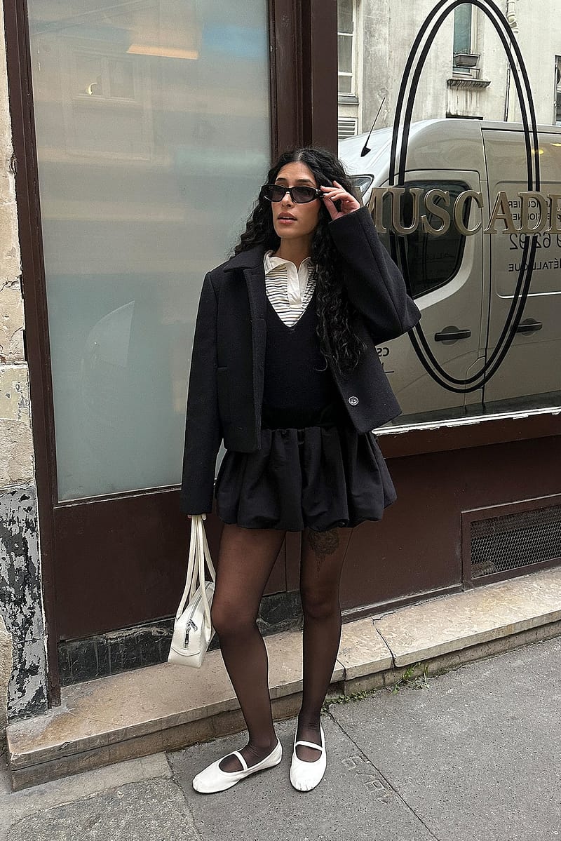 Bubble Hem Mini Skirt - Black