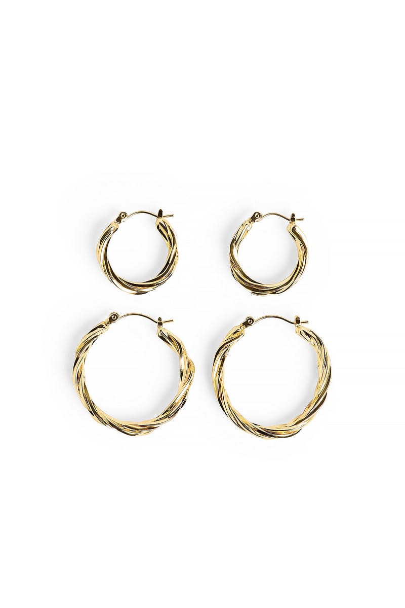 2-Pack Gold Plated Braided Hoops