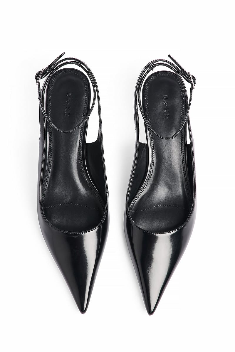 Pointy Ankle Strap Pumps - Black