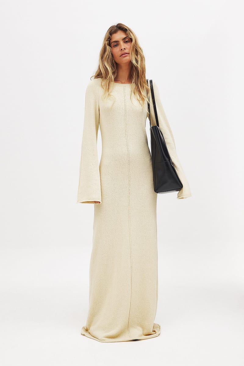 Fine Knitted Maxi Dress - Light Beige