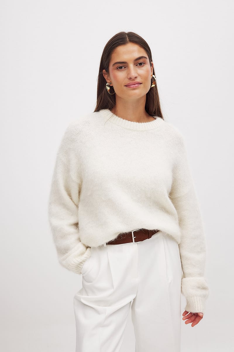 Wool Blend Oversized Sweater - Offwhite