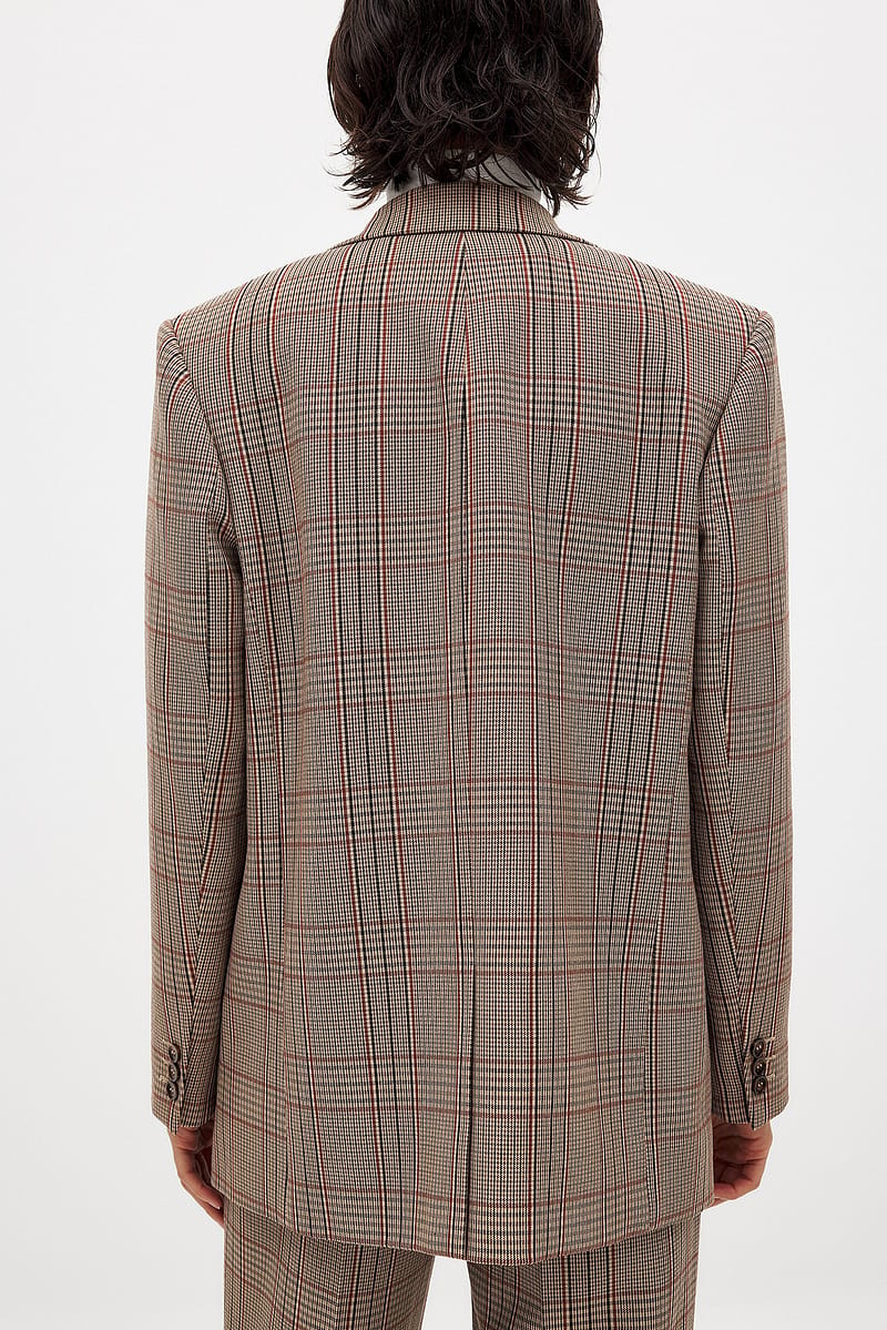 Double Breasted Check Blazer - Checkered