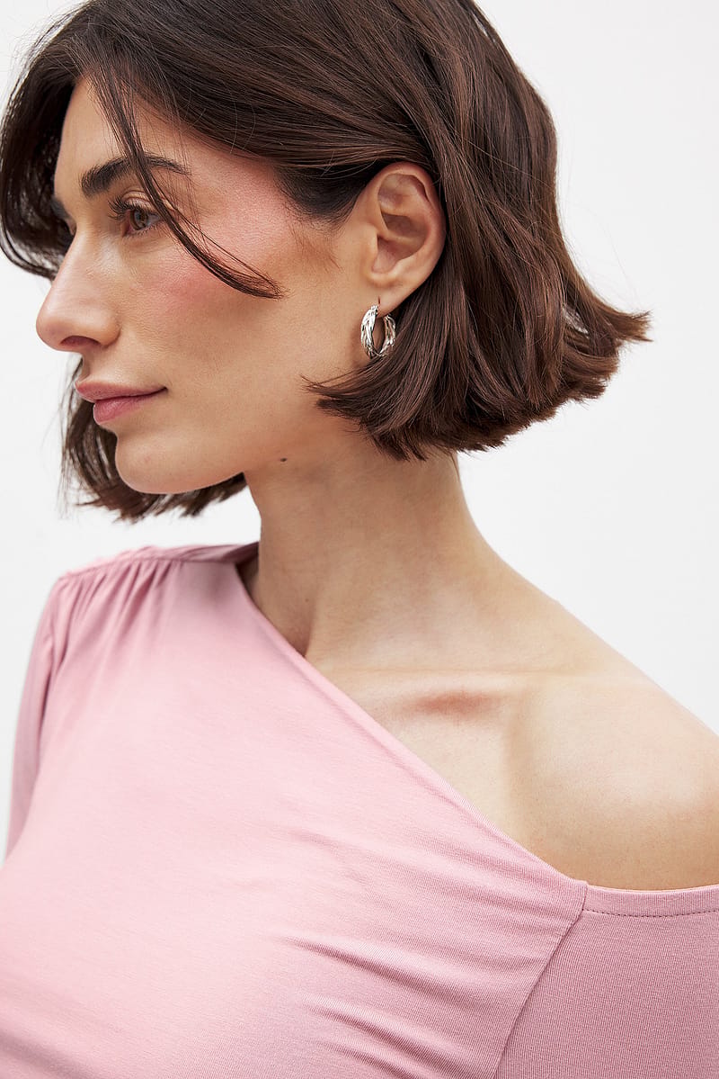Off Shoulder Jersey Top - Pink