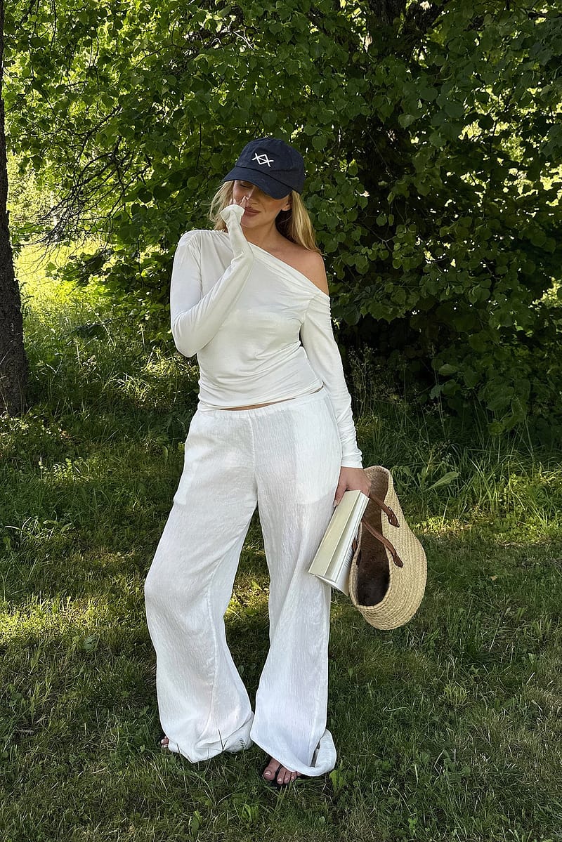 Off Shoulder Jersey Top - Offwhite