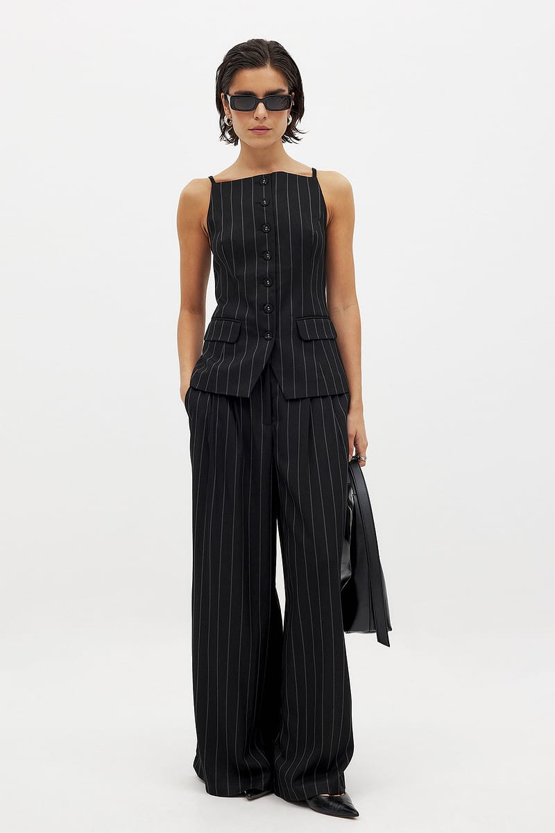 High Waist Striped Pants - Stripe