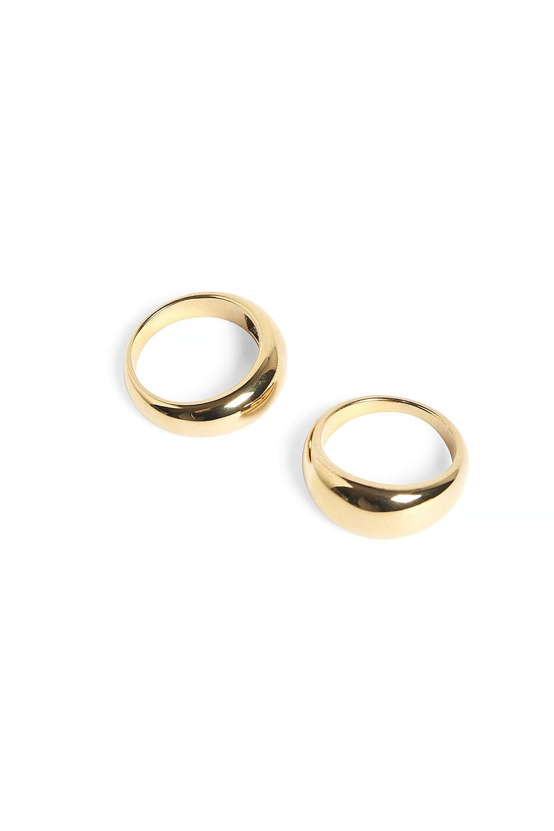 Party Rings Double Pack Gold Plated Double Pack Rings - Gold - NA-KD
