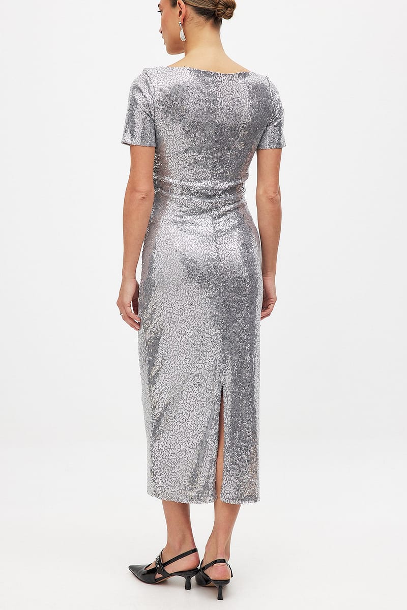 Sequin Midi Dress - Silver