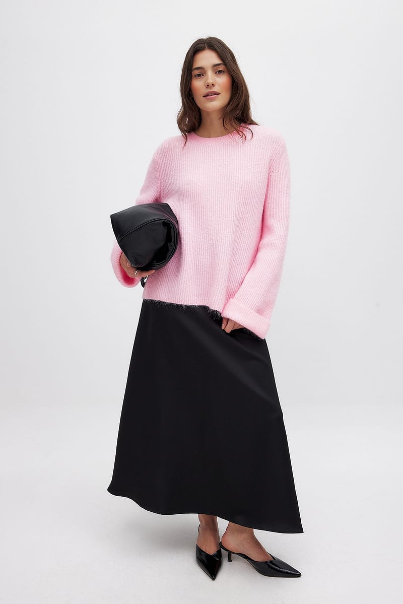 Knitted Tie Back Detail Sweater - Pink