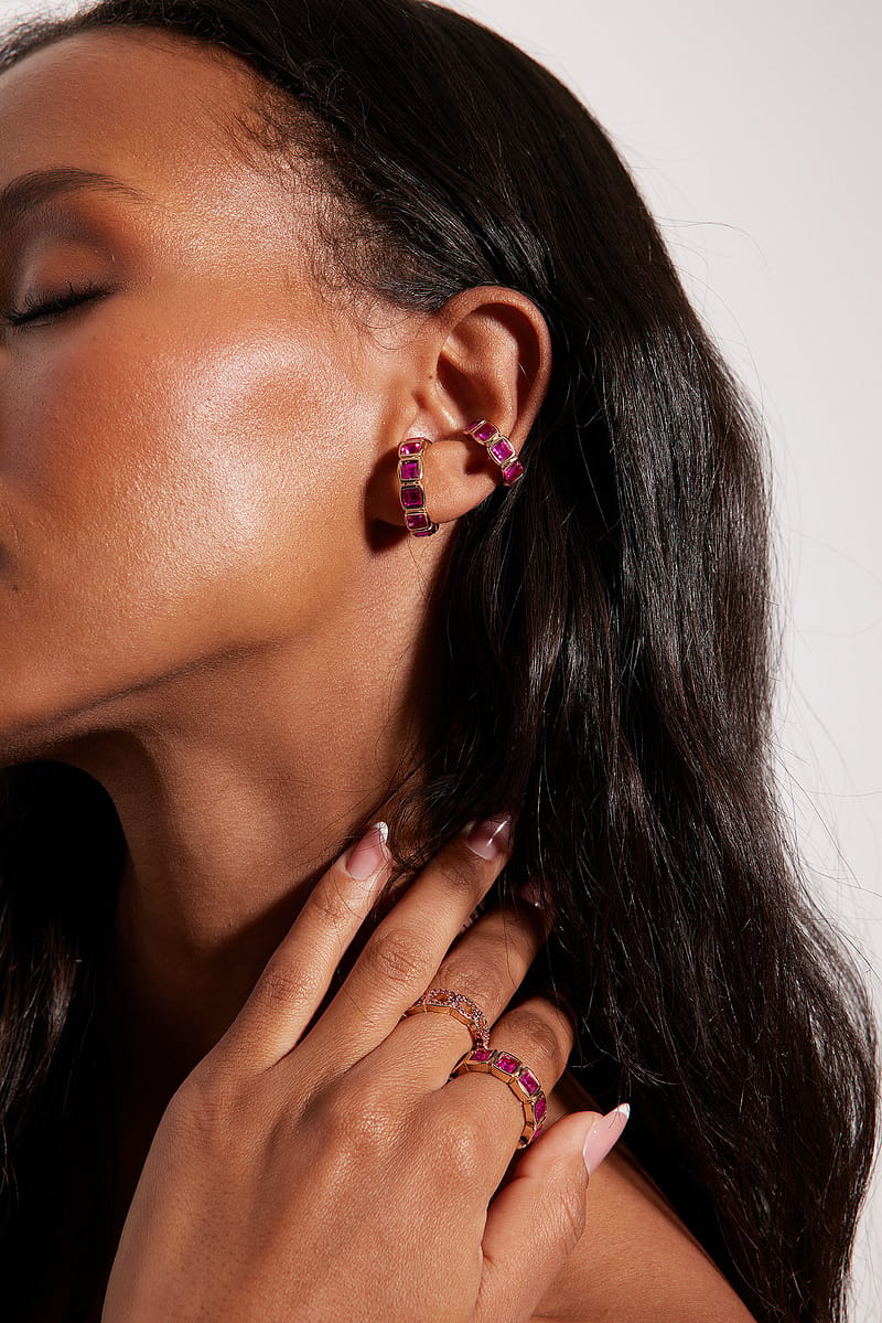 2-pack Stone Earcuffs - Pink