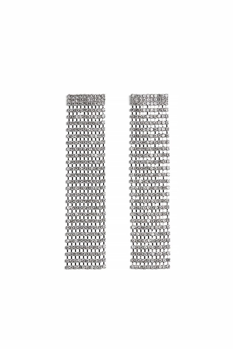 Rhinestones Earrings - Silver