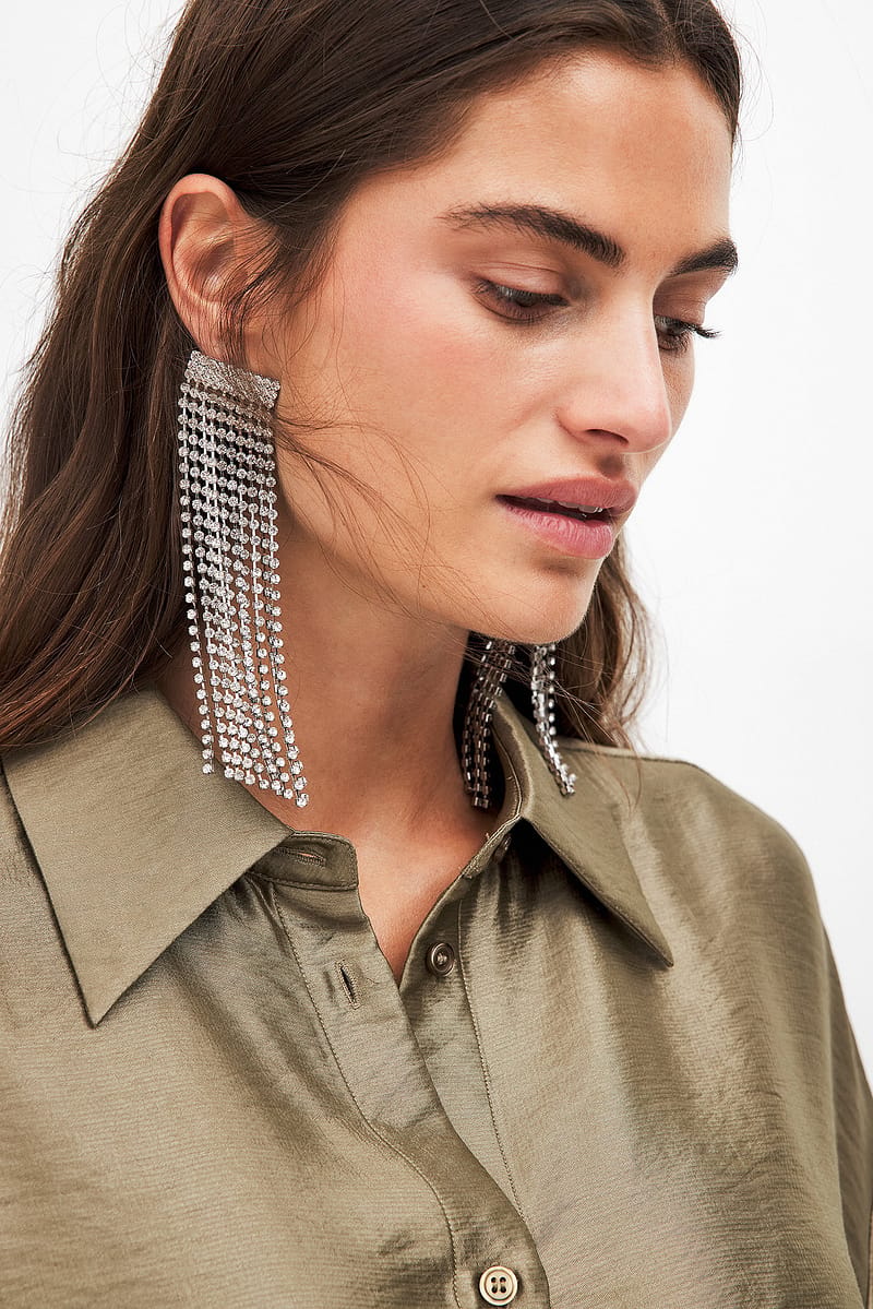 Rhinestones Earrings - Silver