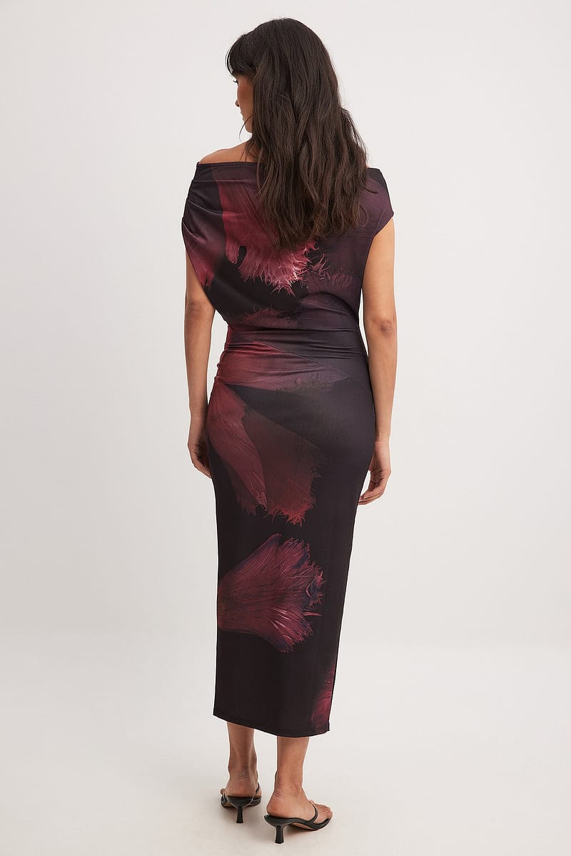 Off Shoulder Jersey Dress - Multicolor