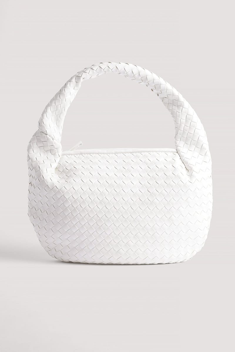 Woven Rounded Shoulder Bag - White