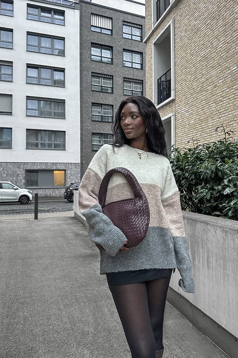 Knitted Oversized Sweater - Stripe