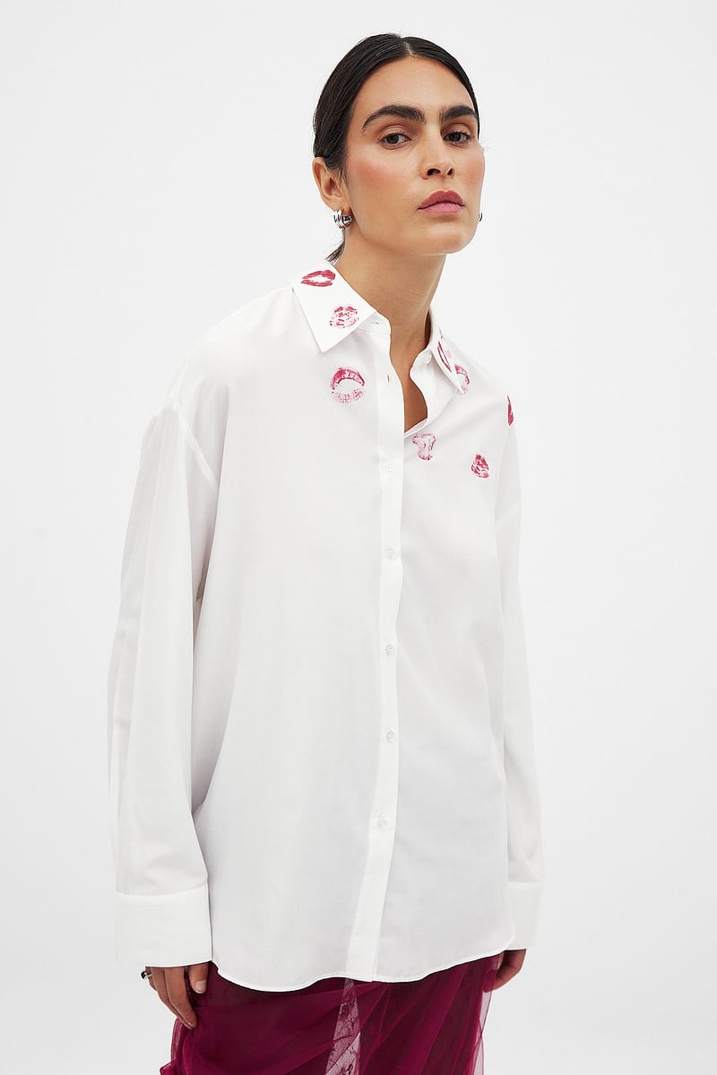 Kisses Print Shirt - White