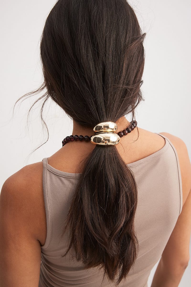 2-Pack Detailed Hair Tie - Gold