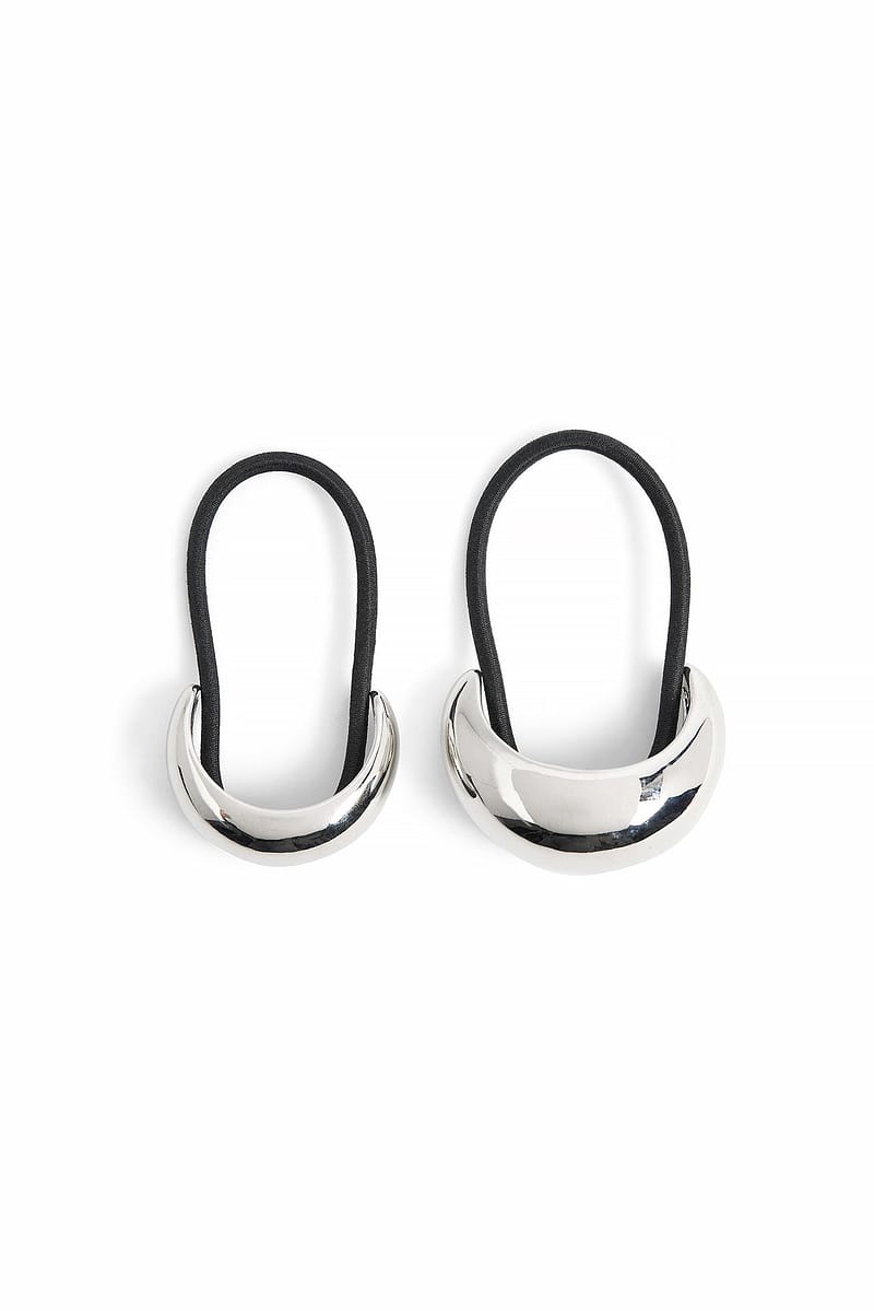 2-Pack Detailed Hair Tie - Silver