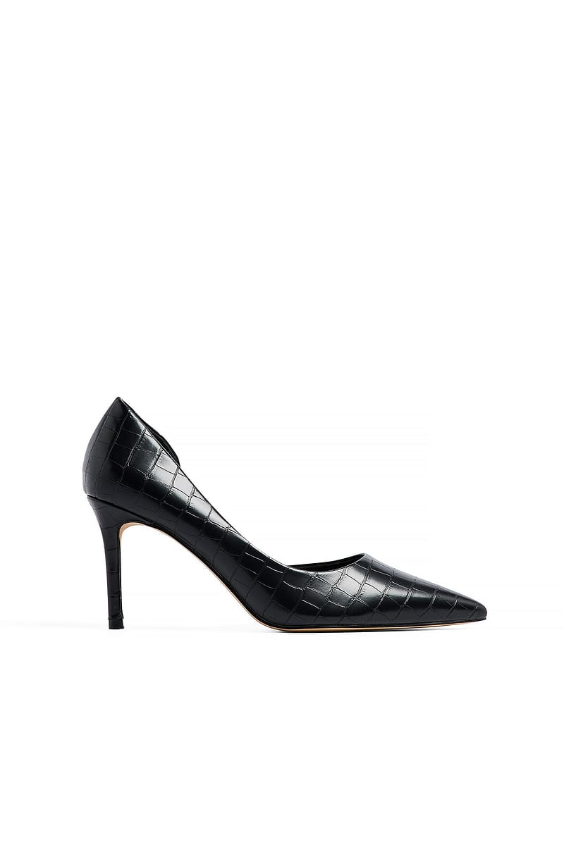 Cut Out Stiletto Pumps - Black