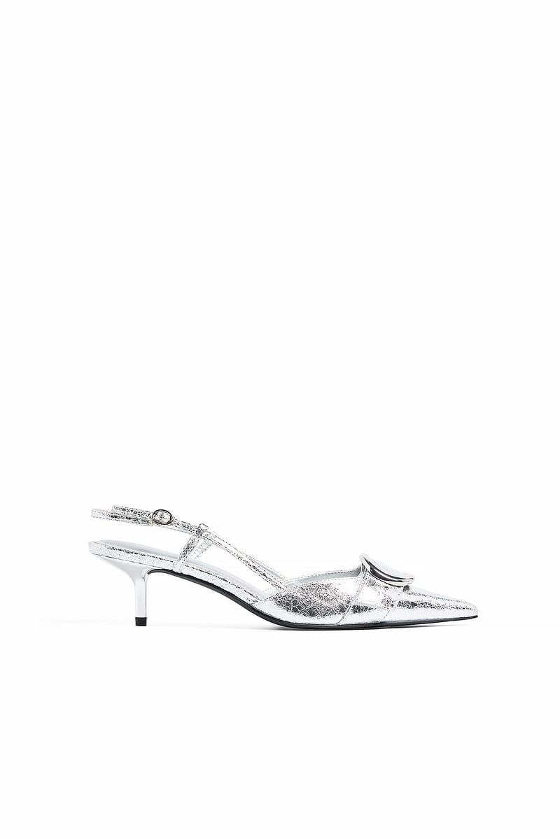 Circular Buckle Slingback Pumps