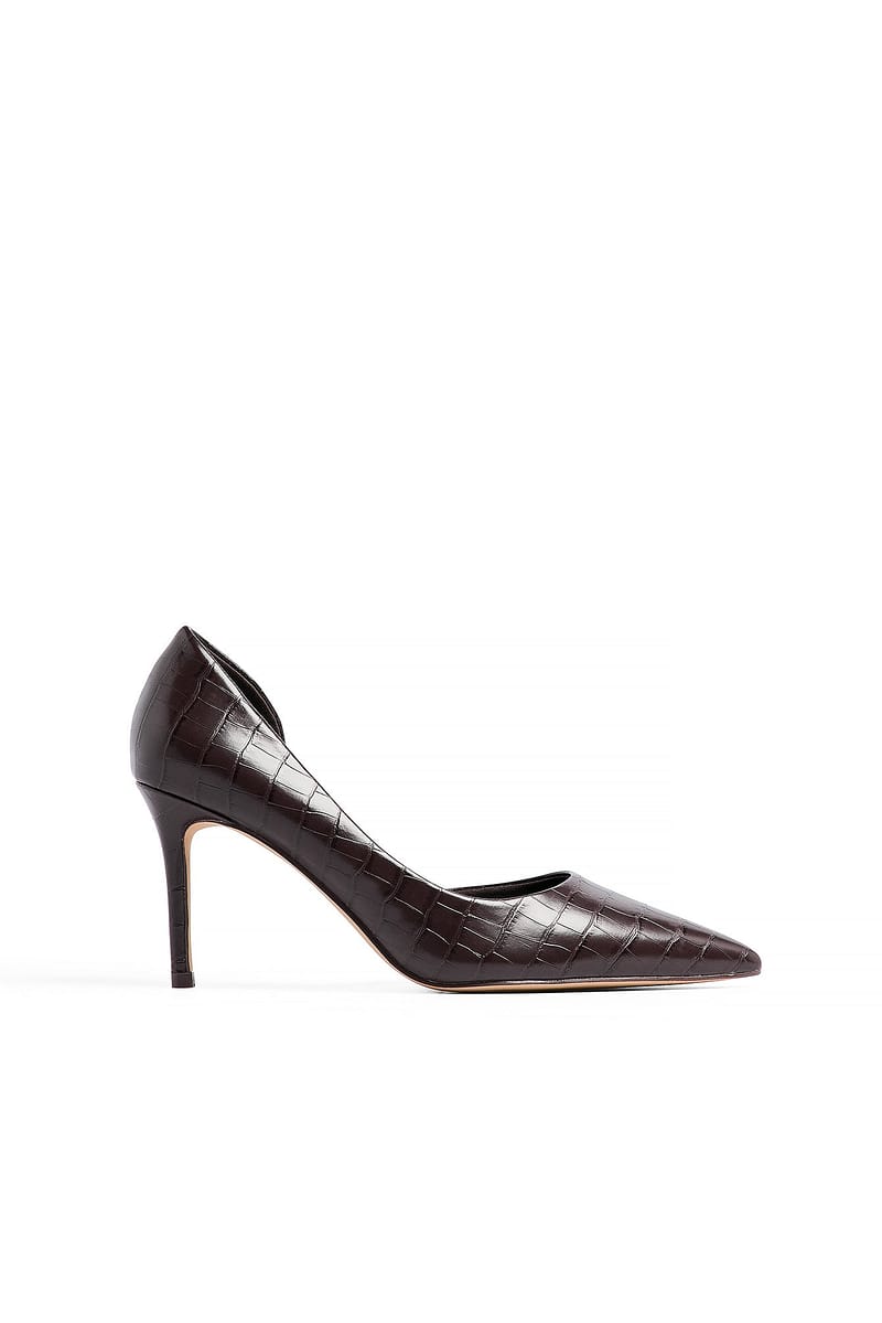 Cut Out Stiletto Pumps - Brown