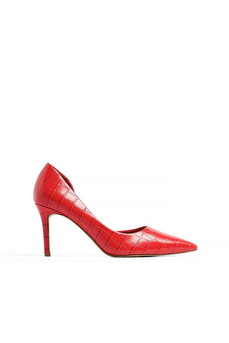 Cut Out Stiletto Pumps - Red