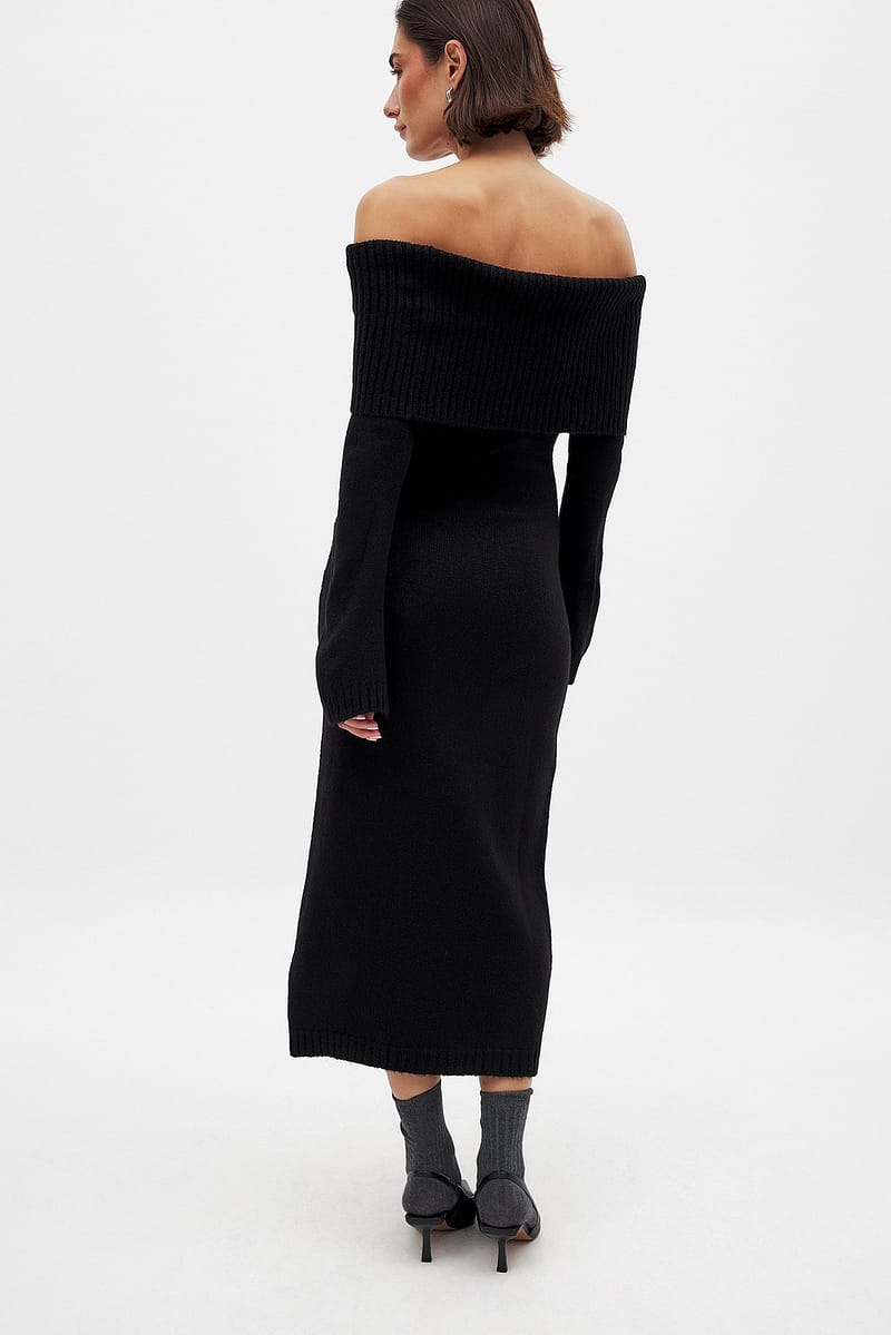 Knitted Midi Dress - Black