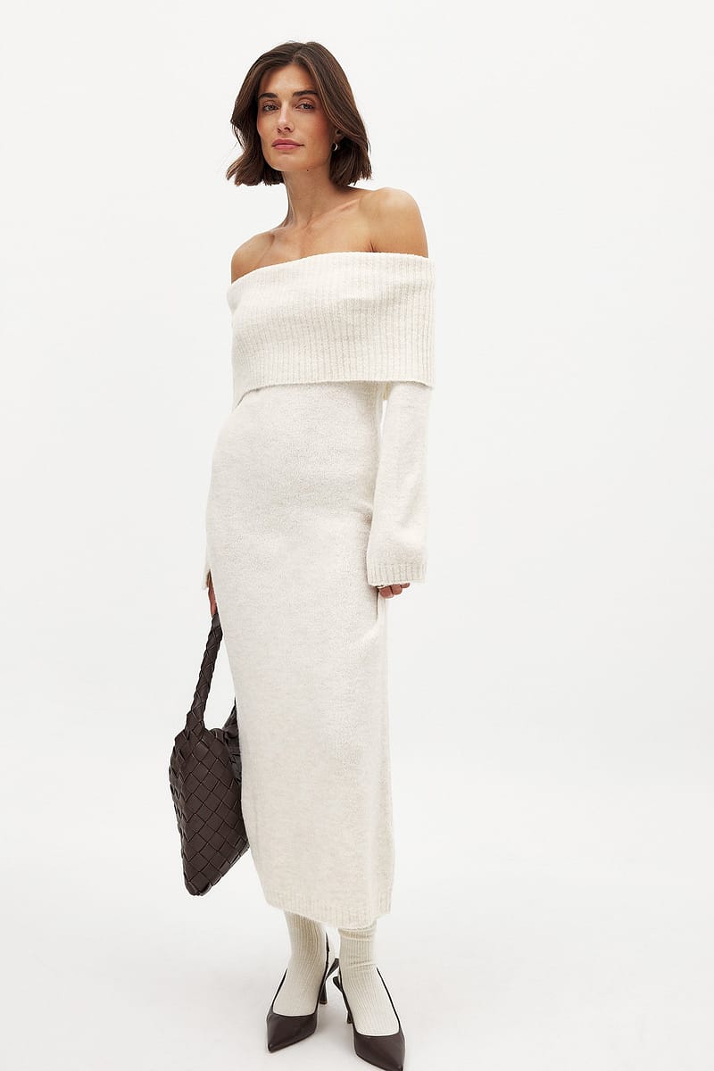 Knitted Midi Dress - Offwhite