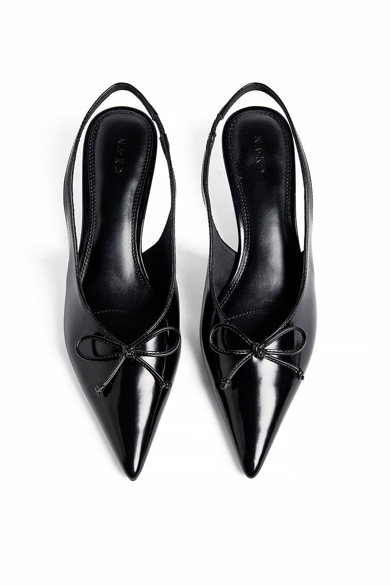 Bow Detail Slingback Pumps - Black