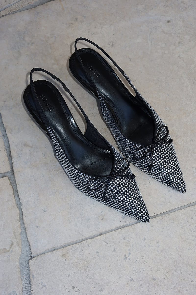 Bow Detail Slingback Pumps - Silver