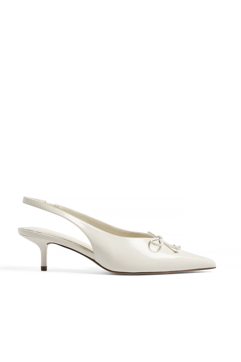 Bow Detail Slingback Pumps - Offwhite