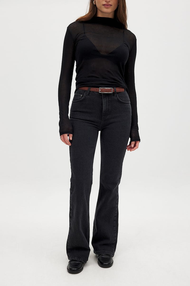 High Waist Flared Denim - Black