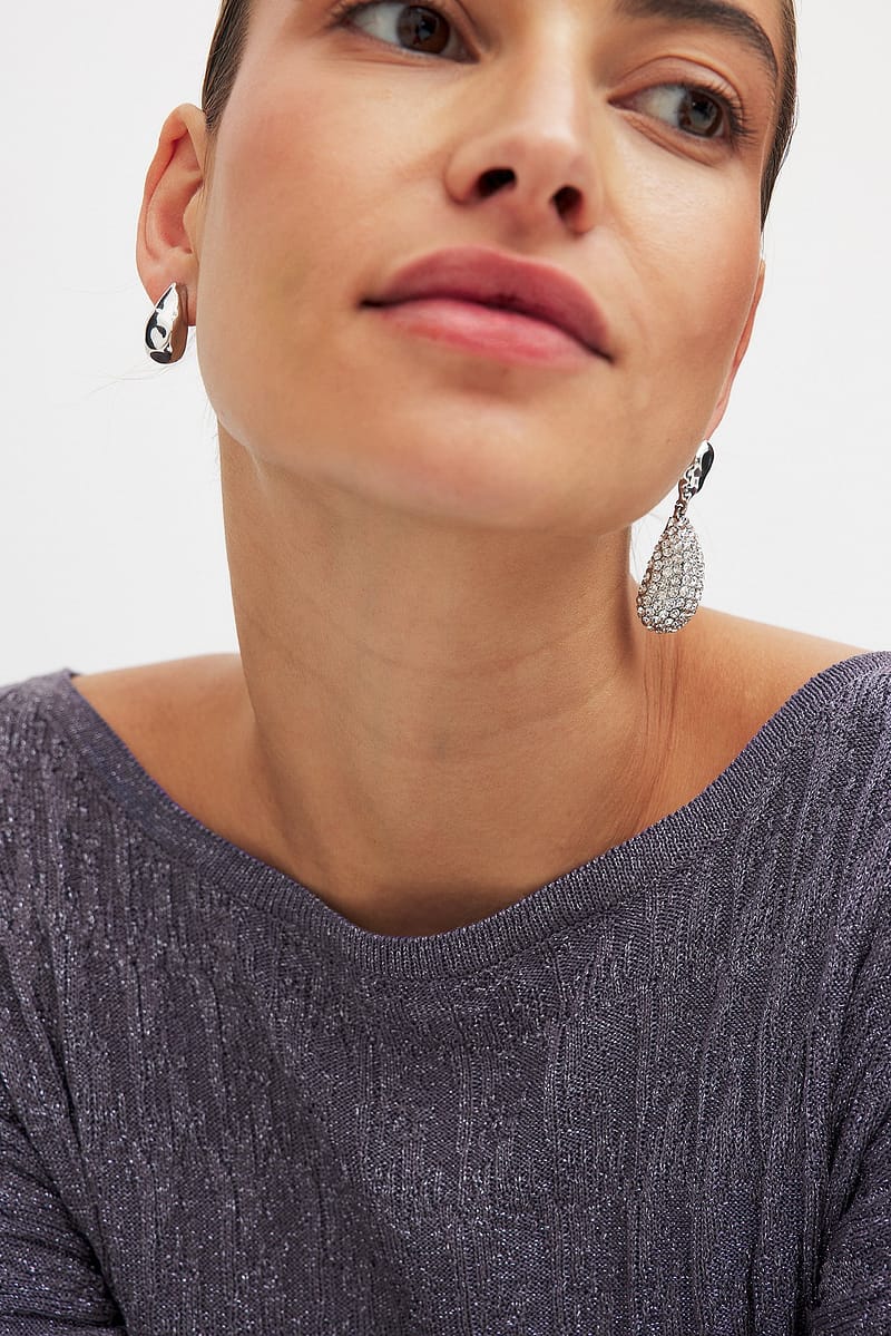 Encrusted Earrings - Silver