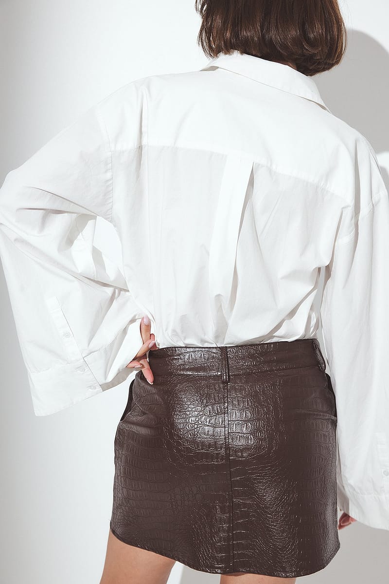 Croco Mini Skirt - Brown