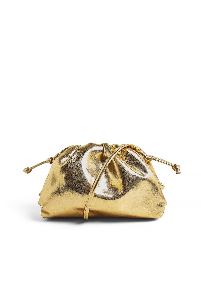 Gathered Detail Small Clutch - Gold